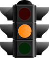 Traffic light with amber light on 