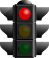 Traffic light with red light on