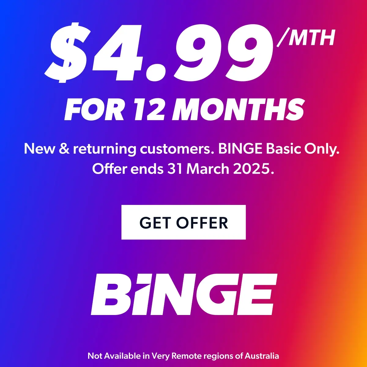 $4.99 a month for 12 months