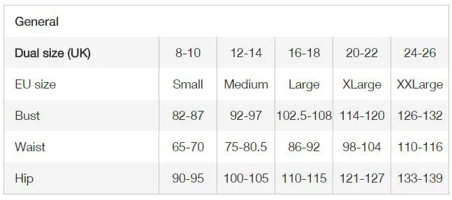 Spencer Size Chart