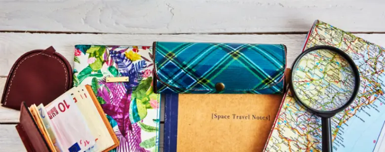 Travel Money Items Flatlay