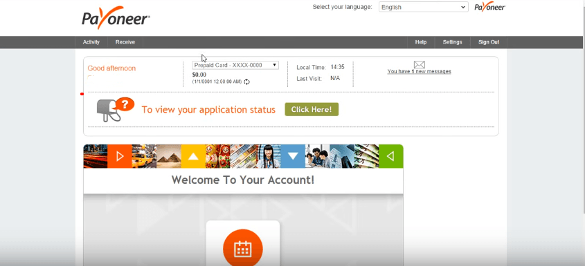 Payoneer sign up process, step 8