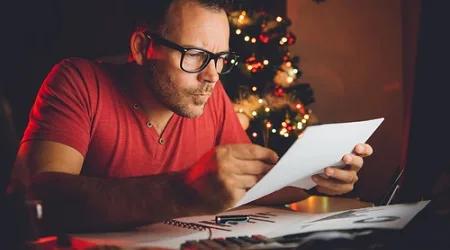 late bill christmas tree red shirt glasses payment late bill christmas tree red shirt glasses payment