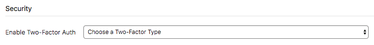 Screenshot showing the 2-factor authentication option in account settings
