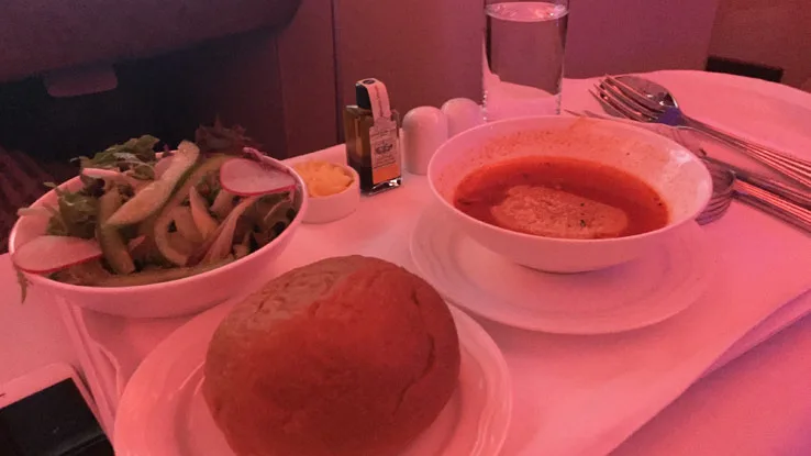 Emirates Business Class A380 soup