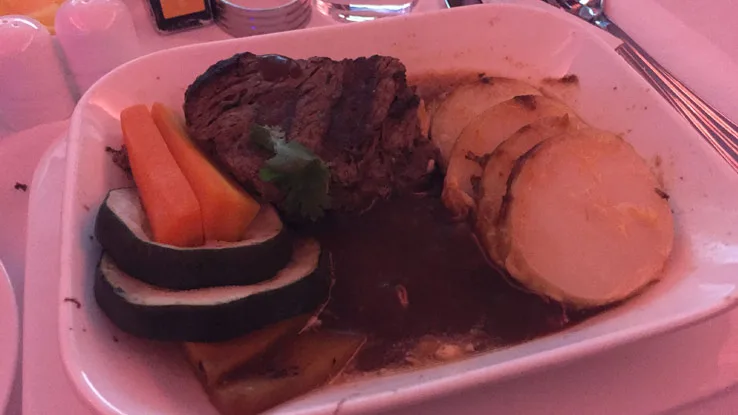 Emirates a380 business class beef tenderloin