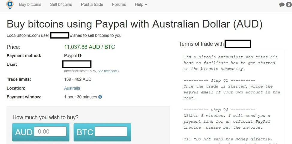 localbitcoins buy bitcoin with paypal