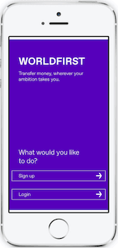 Screenshot of the WorldFirst app