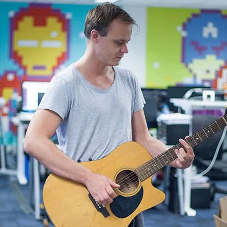 Matt playing the guitar