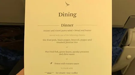 Image: Alex Keshen/Finder Cathay Pacific in-flight menu