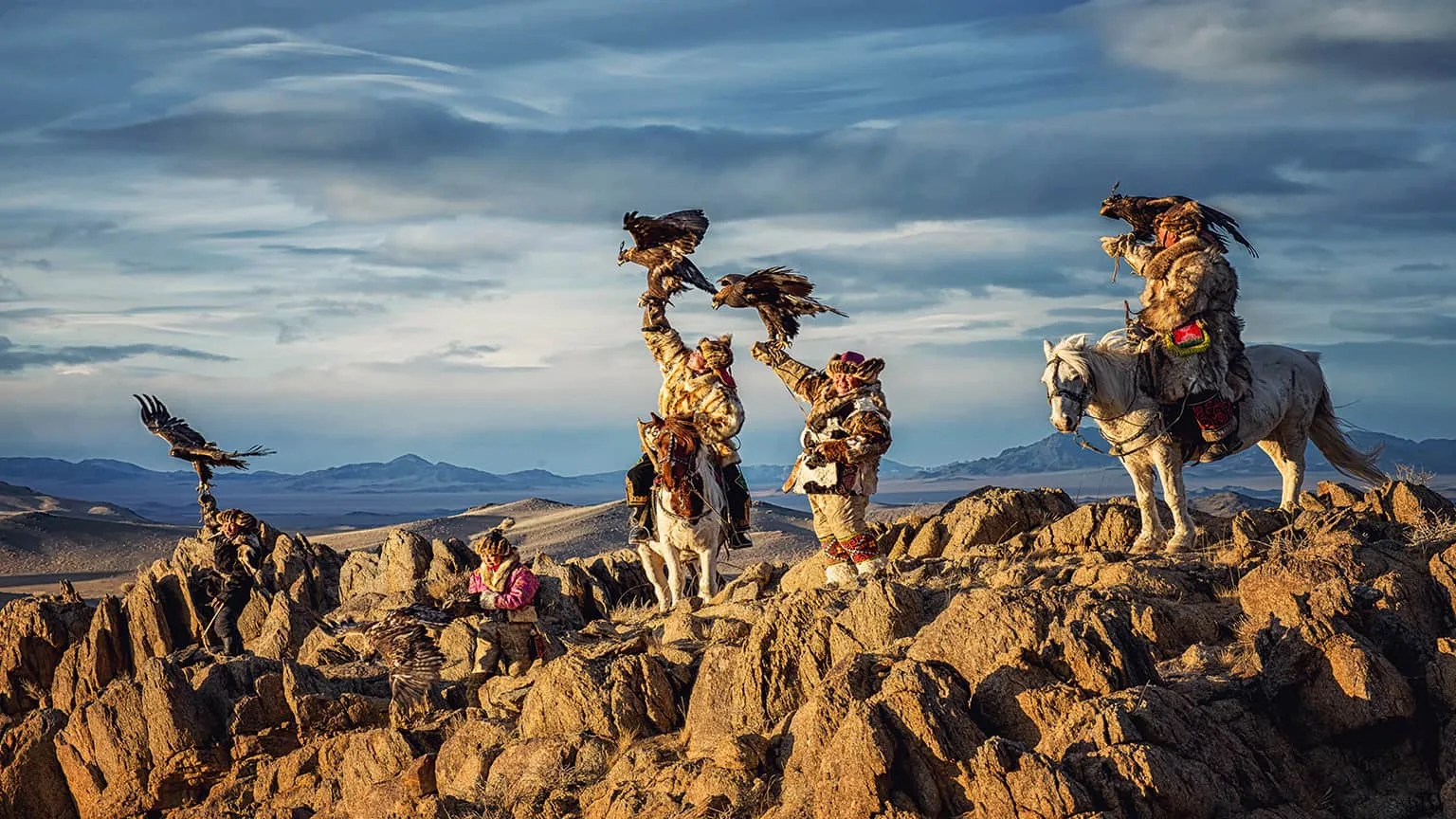 Image: Shutterstock Mongolian eagle hunters on Altai Mountain, Mongolia