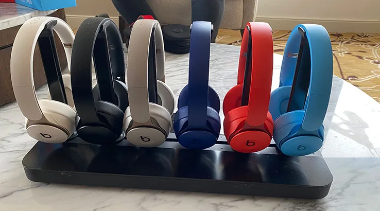 Image: Finder Close up of Beats Solo Pro headphones in an assortment of colours