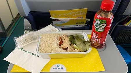 Image: Alex Keshen/Finder In-flight meal on a Cebu Pacific flight