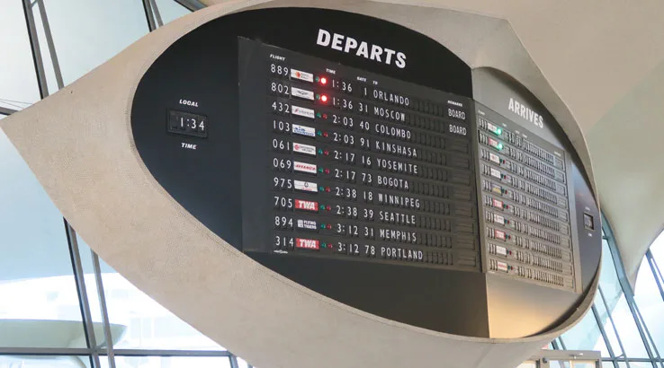 Image: Enoch Foong/Finder TWA Hotel Flight information display