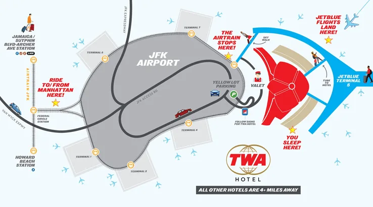 Image: Supplied JFK Airport and TWA Hotel map