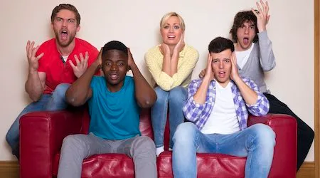 Group of Friends Watching Sports on TV Group of Friends Watching Sports on TV