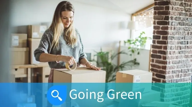 Image: Getty Images A smiling woman packaging an online delivery with houseplants in the background.