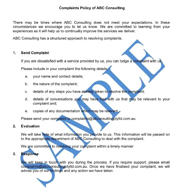 Free Complaints Handling Policy Templates Australia Finder au Free Complaints Handling Policy Templates Australia Finder au