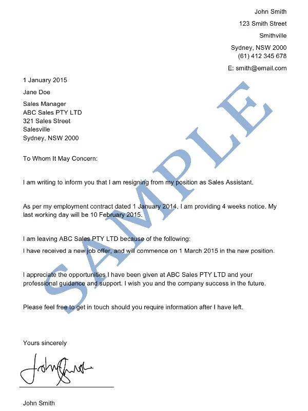 Free letter of resignation templates