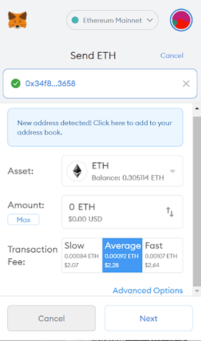 Metamask enter amount