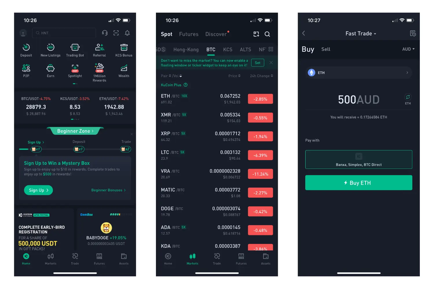 Image: Supplied KuCoin app screenshots
