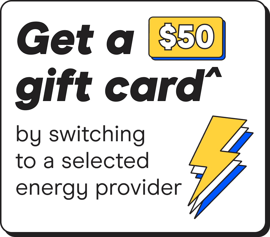 Finder competition banner: 'Get a $50 gift card by switching to a selected energy provider;
