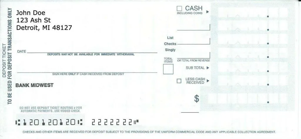 How To Fill Out A Deposit Slip For Cash