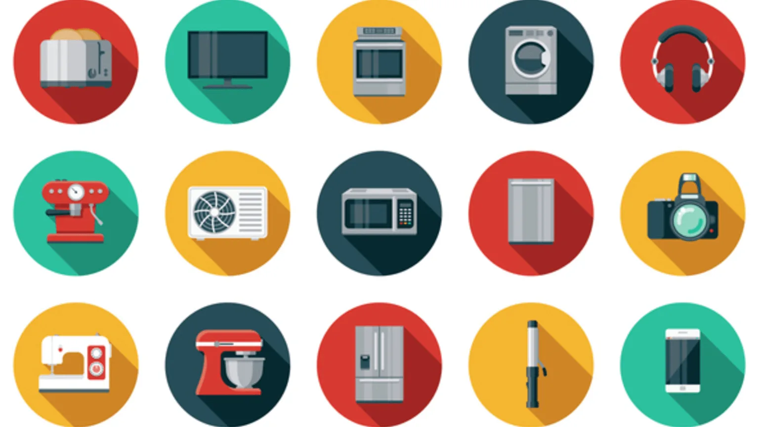 Image: Getty Images Different icons of home appliances on circular backgrounds