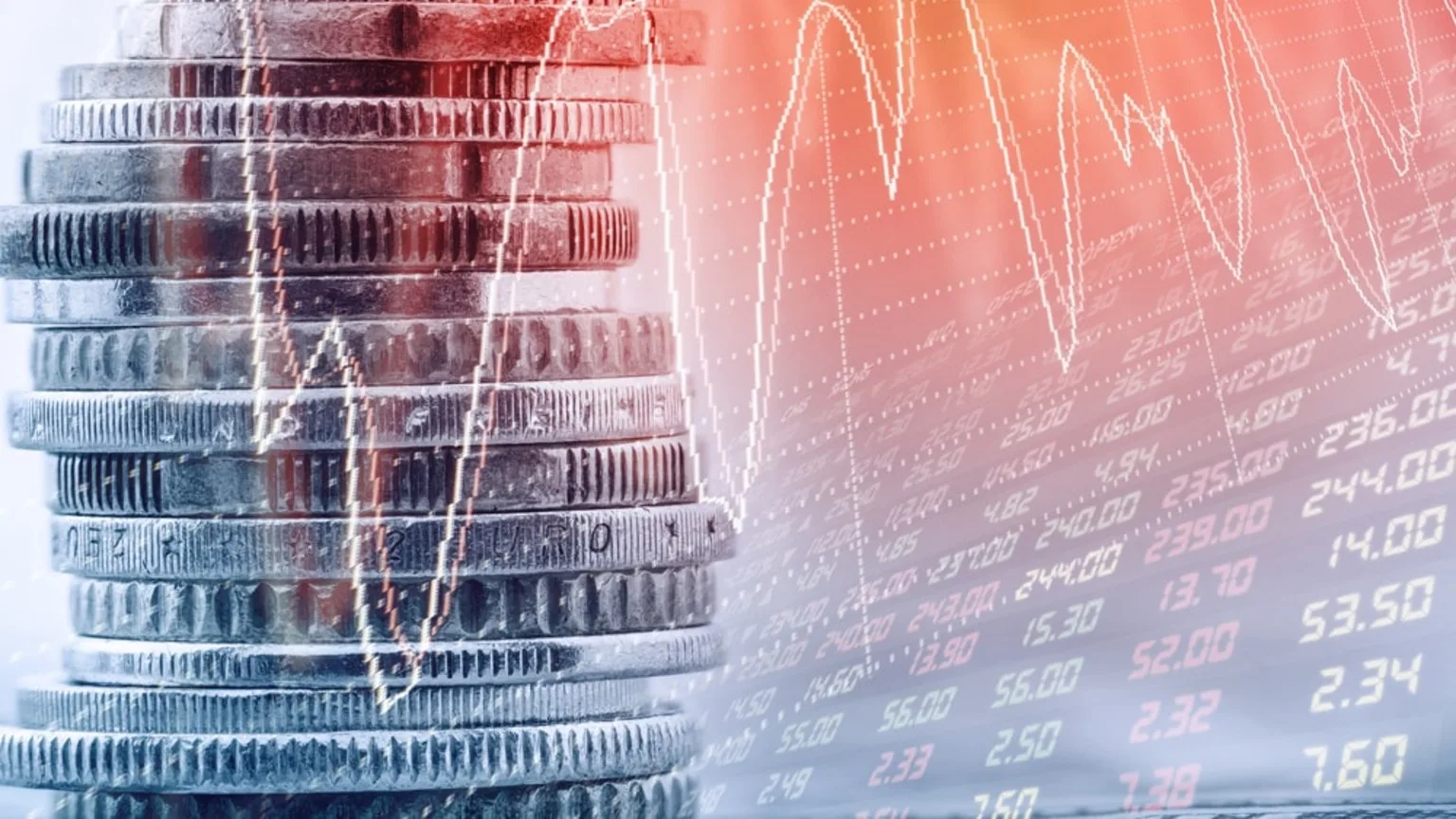 Image: Shutterstock Chart with a stack of coins