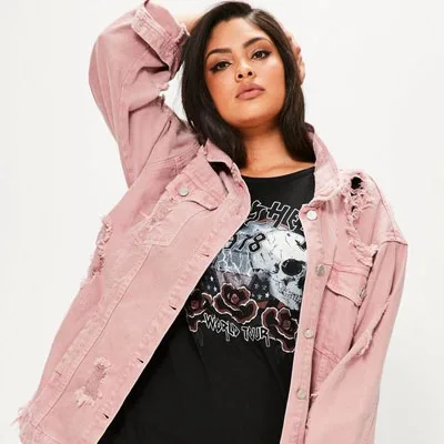 Curvy chic with pink jacket