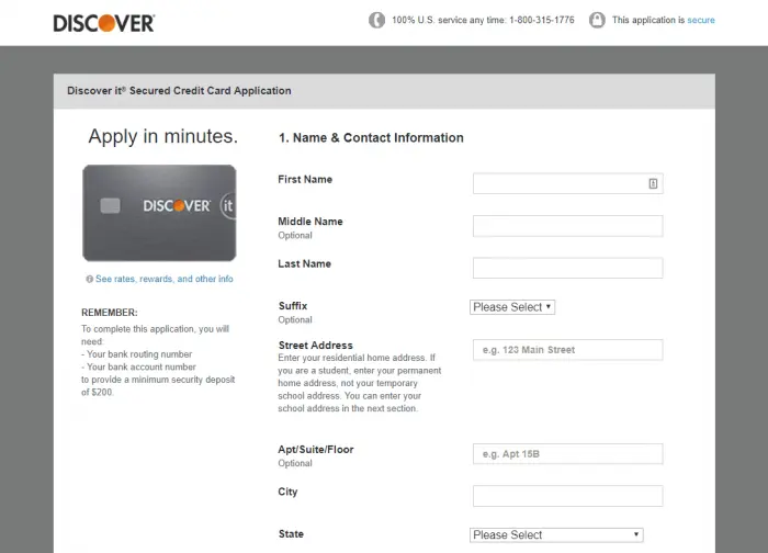 discover secured credit card application