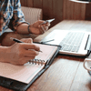 man writing his options in loans