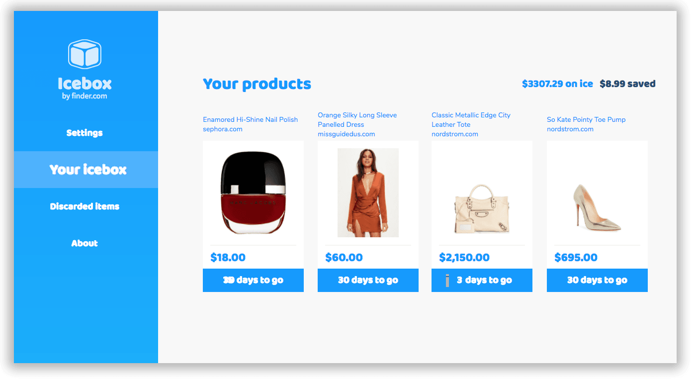 Shopping cart with thawing period from icebox