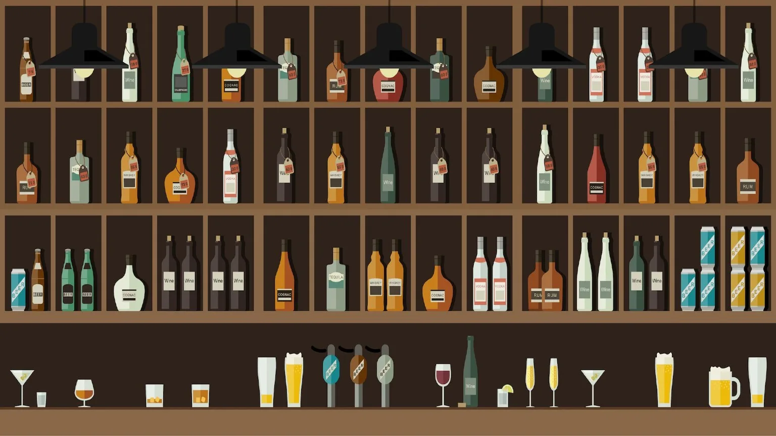 Shelf with bottle icons
