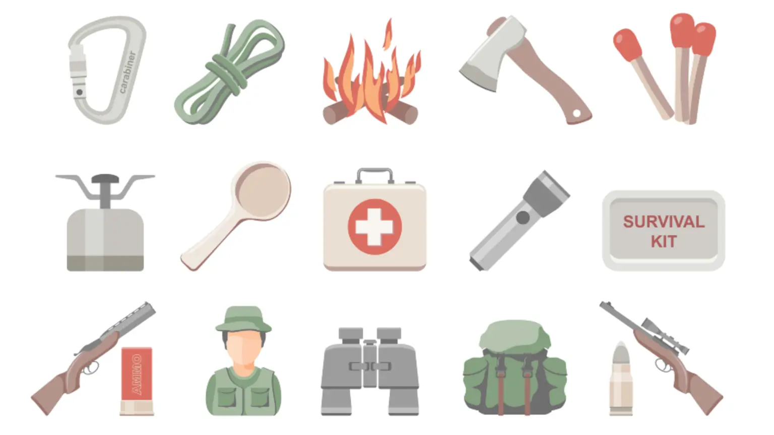 Image: Getty Images Icons about survival and camping on a white background