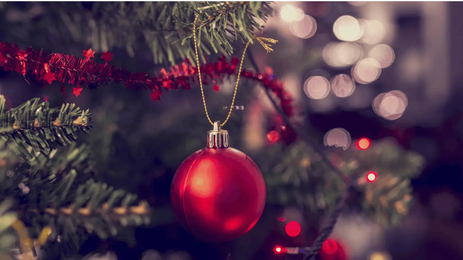 Image: Shutterstock Red sphere on Christmas tree