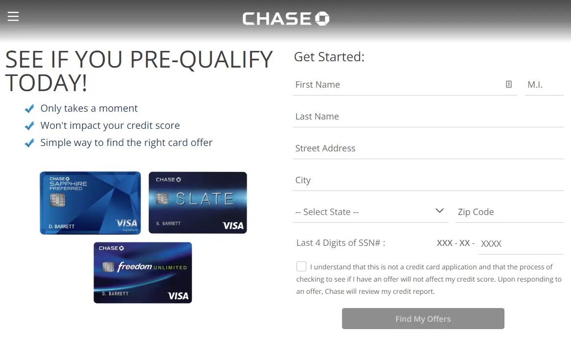 How to prequalify for a Chase credit card