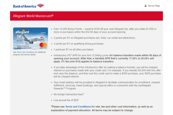 Allegiant Credit Card Review 2020 Finder