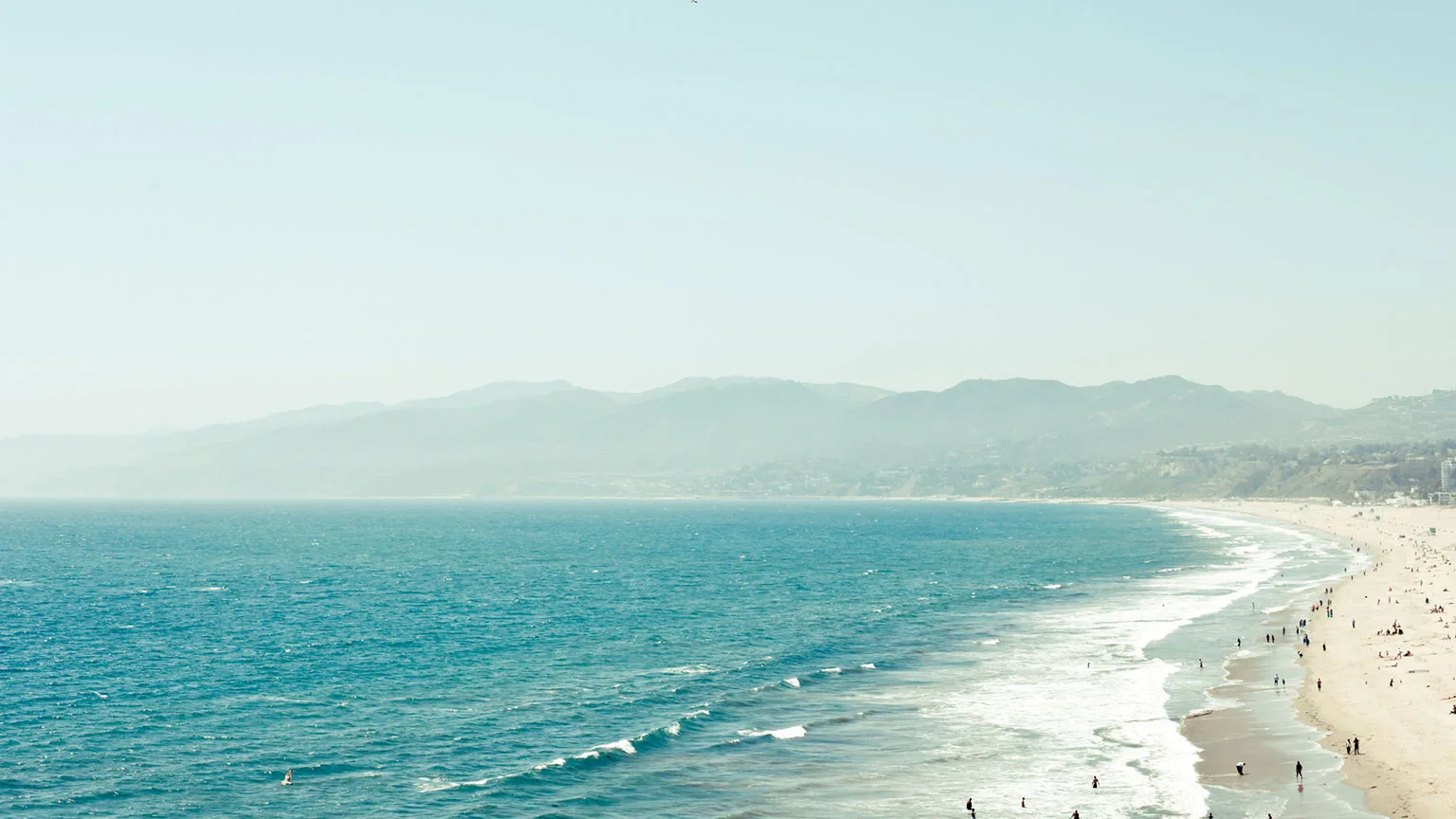 Image: Getty Images Aerial view of Santa Monica beach