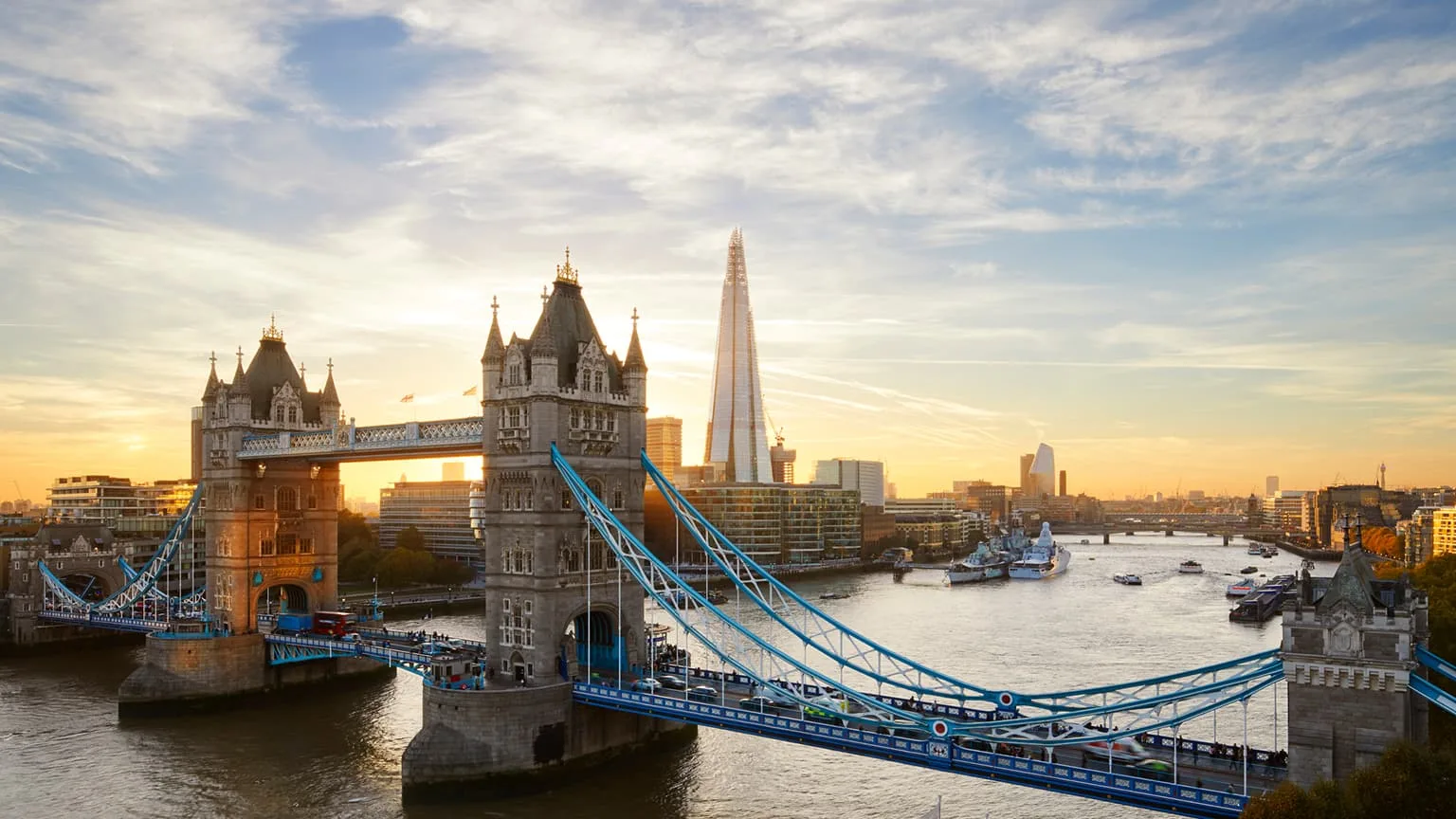 Image: Getty Images Tower Bridge and The Shard at sunset, London, England