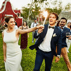 Image: Getty Images Wedding reception outdoors