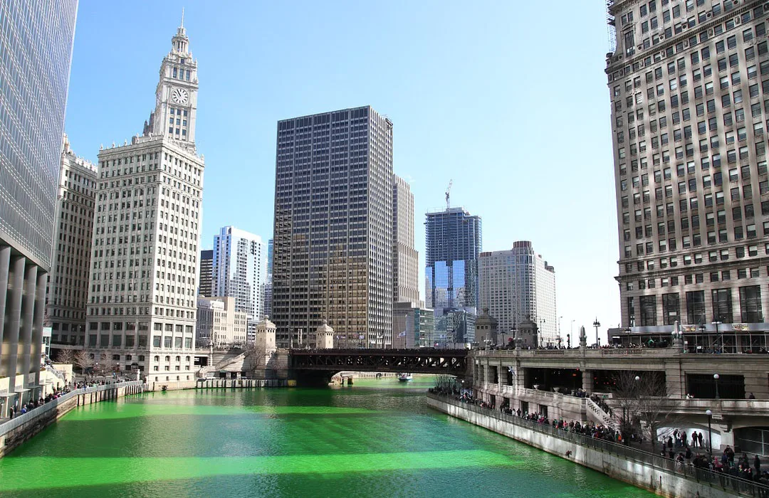 Image: Supplied Chicago's river during Saint Patrick's Day
