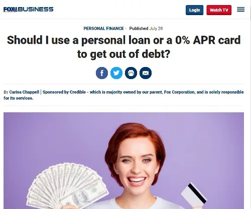 screenshot of Fox Business feature