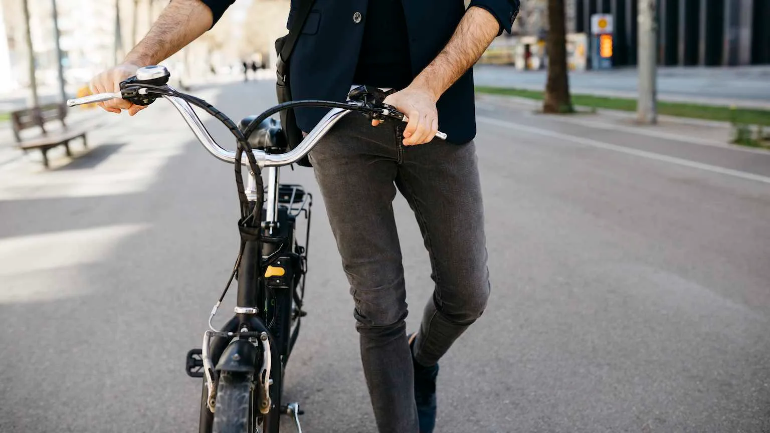 Image: Supplied Man riding his electric commuter bike to work
