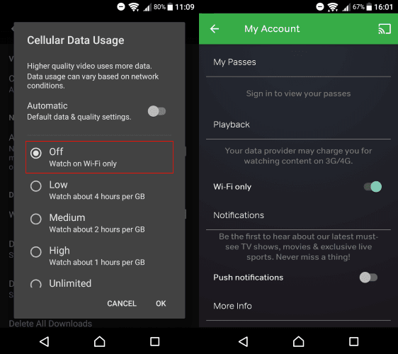 Adjust the settings on NowTV and Netflix