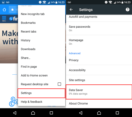 Change your Chrome settings to save data