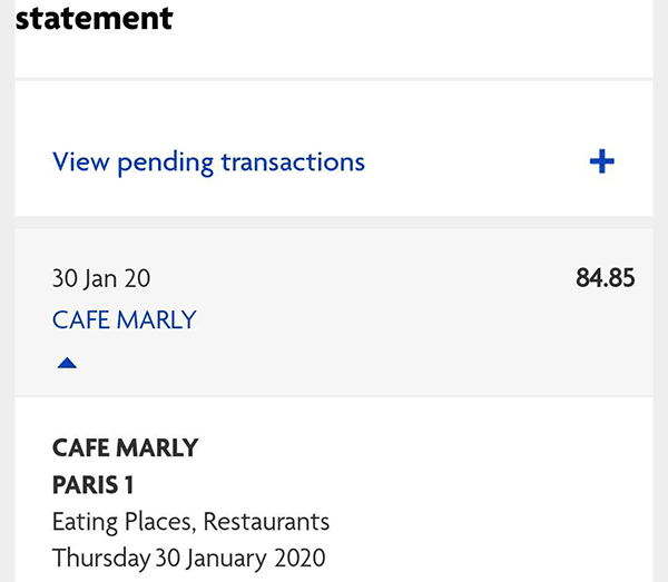 Screenshot of a credit card payment in Halifax's online banking