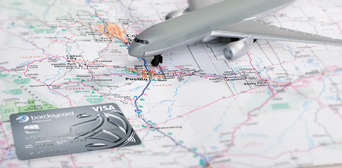 Image: Finder Model aeroplane positioned on a map alongside a Barclaycard