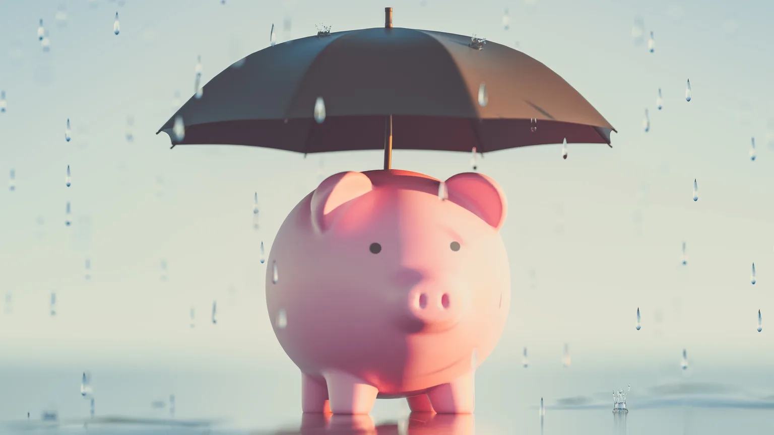 Image: Getty Images Rainy Day Fund Piggy Bank Umbrella