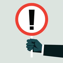 Graphic of a hand holding a warning sign